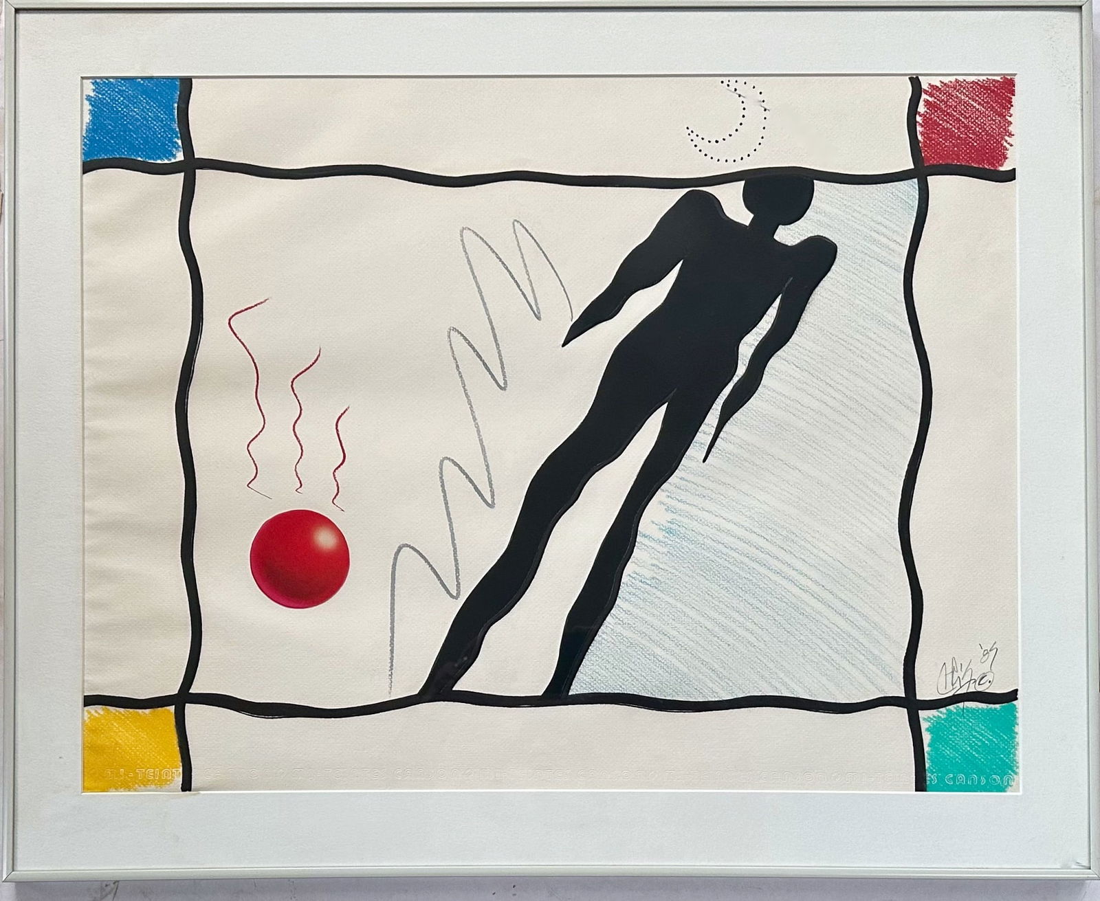 Christopher Valente (American, 1949-2024) Modernist  Painting, FIGURE IN MOTION,  Chicago, 1989 (1 of 3)