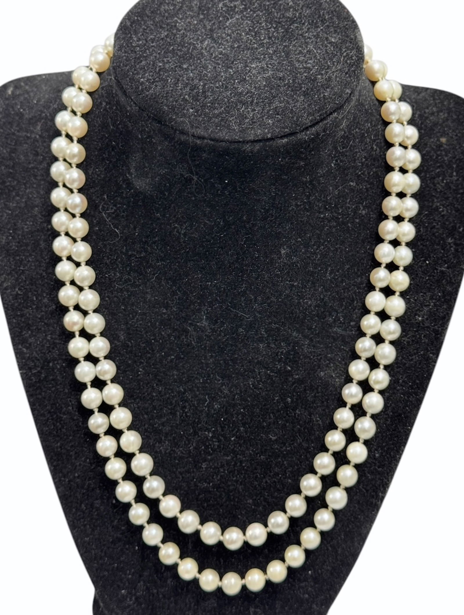 Estate Double Strand Pearl Necklace With 14k Yellow Gold Clasp (1 of 4)