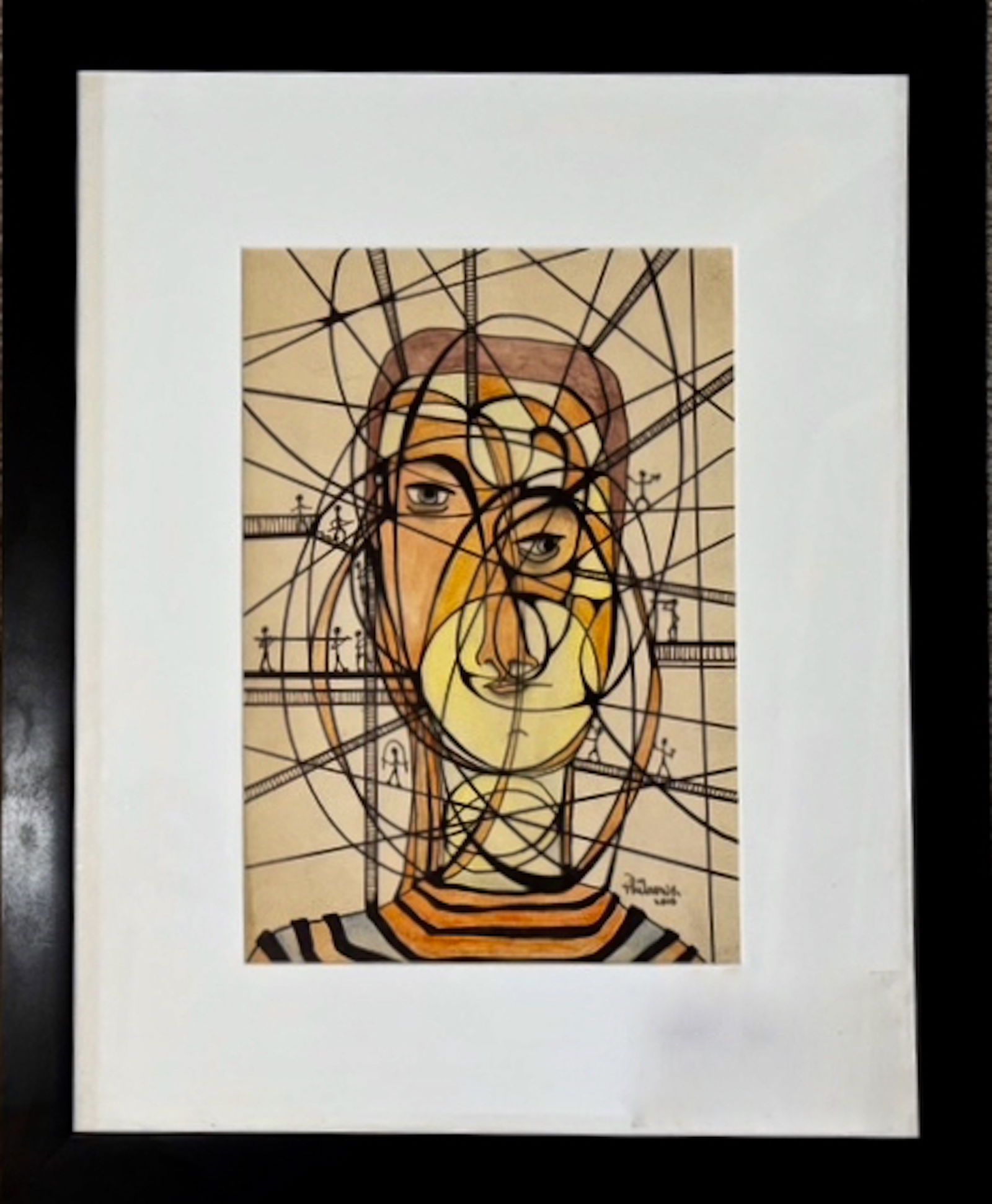 Abstract Cubist Drawing SELF PORTRAIT Phil Rowe, Chicago, IL 2010 (1 of 5)