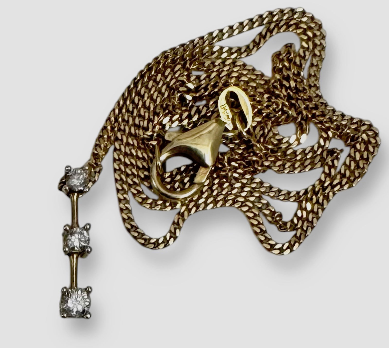 14k Yellow Gold Diamond Drop Pendant Necklace (1 of 5)