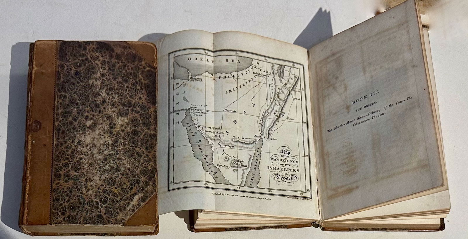 JUDAICA:: THE HISTORY OF THE JEWS W/ Maps, LONDON 1830: The History Of The Jews, John Murray, London, 1830. Three leather bound volumes with fold-out maps and illustration/diagrams. Published by John Murray, London, 1830. Second edition. Text in English. V