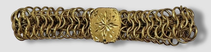 22K Gold Woven Chain Link Bracelet With Hallmarks