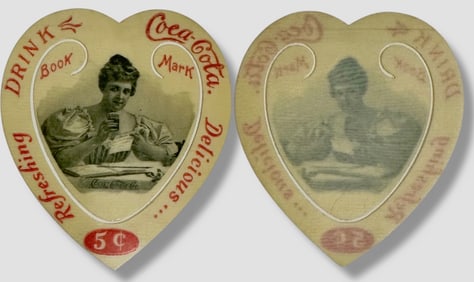 Antique 1898 Coca-Cola Celluloid Heart Shaped Advertising Bookmark