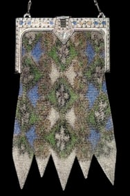 Whiting & Davis Enameled Metallic Mesh Evening Bag, 1920s