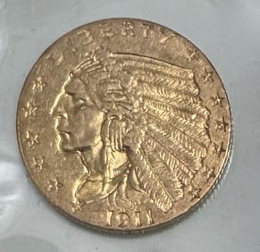 American 1911 $2.5 Indian Head Gold Quarter Eagle Coin