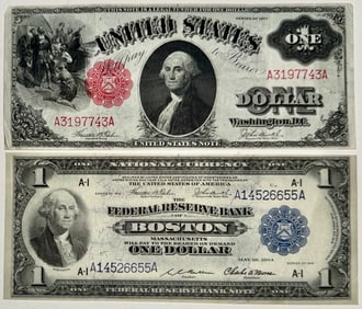 United States 1917 & 1918 $1 Dollar Large Size Bank Notes