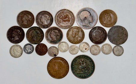 Collection Of Foreign Coins Including Silver,  1800s - 1930s