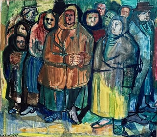 Eastern European Shtetl Painting, Signed, 1930s