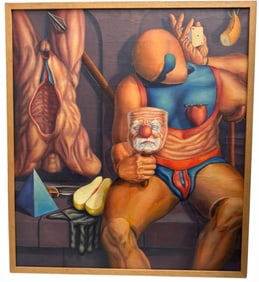 Afonso M.F. Oliveira (Brazilian, 20th C.) Erotic Surrealist Painting, 1982