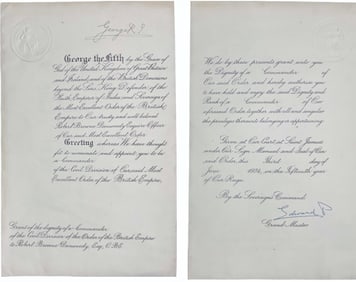 King George V  and Edward VIII Hand-Signed Official Document,  1924