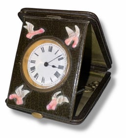 Antique JC Vickery Erotic Enamel Travel Clock, London