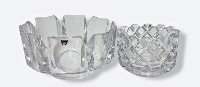 Mid-Century Orrefors Crystal Centerpiece Bowls, Signed
