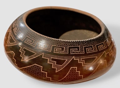 Polly Rose Folwell Santa Clara Pueblo Indian Pottery Bowl,  Signed