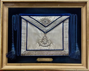 Masonic Past Master Embroidered Silk Apron, New York Tappan Zee Lodge No 1125