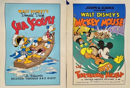 Disney TOUCHDOWN MICKEY & Donald Duck SEA SCOUTS,  MVP Ottis Anderson Signed