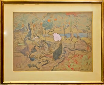 LOUIS VALTAT (Dieppe 1869 - Paris 1952)   Landscape With Figures