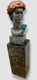 LA II  Graffiti Painted DAVID BUST ON PODIUM Tagged Throughout  LAROCK