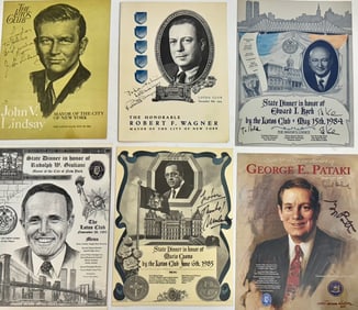 New York Politicians State Dinner Menus Signed By The Honoree, Lotos Club, N.Y.