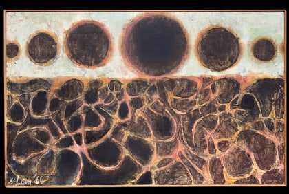 Si Lewin Abstract Painting Including Personal Letter From Artist, 1969