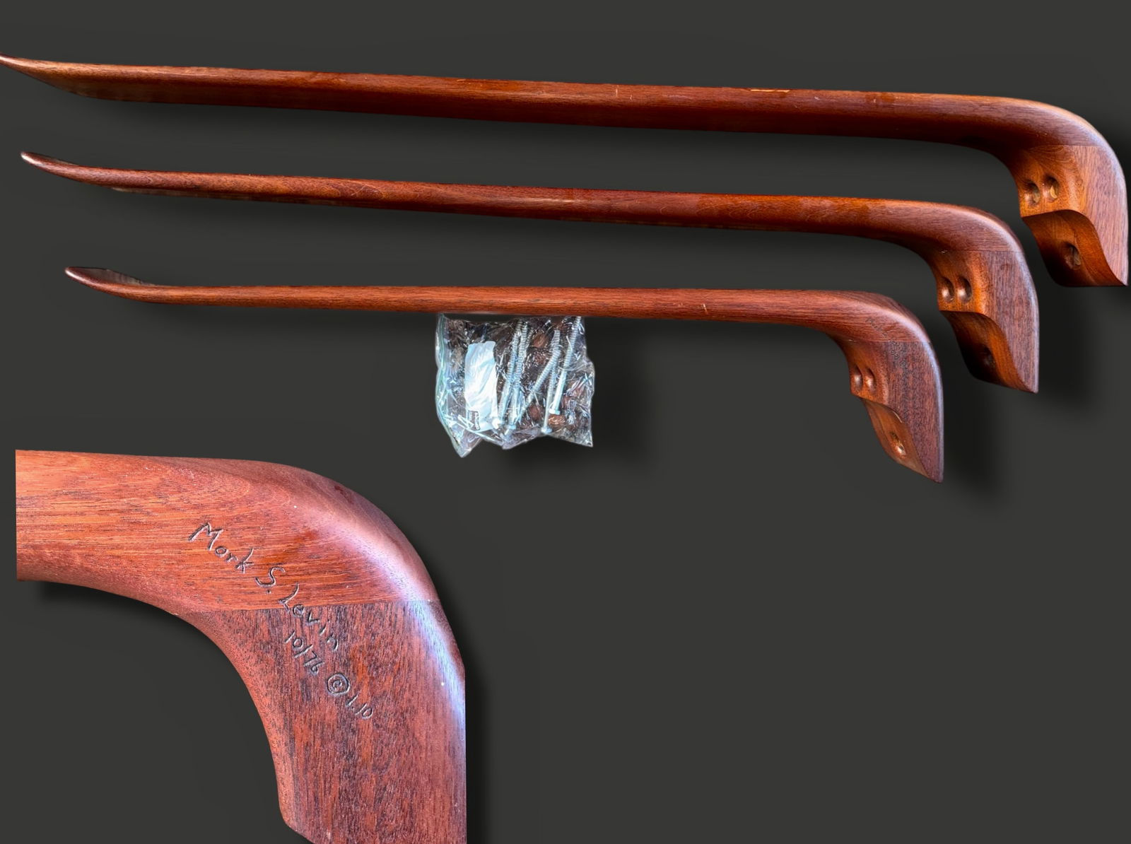 Mark  S. Levin Carved  Wood Wall Mounted Floating Shelf Sculpture, 1976 (1 of 10)