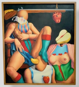 Alfonso M.F.  Oliveira Surrealist Abstract Painting, Brazil 1982