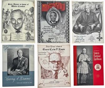 Influential Men In Broadcast, Religion and Politics, State Dinner Menus Signed By The Honoree