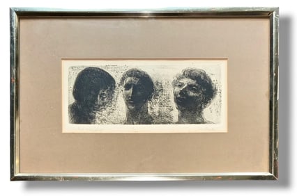 Mid-Century Etching IN THE GARDEN David Bumbeck