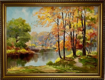 New England Woodland Landscape Painting, Ray Huntsman