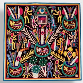 Jesus Lopez Cosio, Huichol Folkloric Mystical Surrealism Embroidery, 1960s
