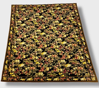 French Needlepoint Hand-Woven Room Size Wool Rug, 9' x 11'