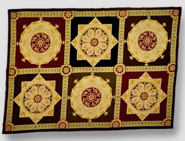 European Hand-Knotted Needlepoint Room Size Wool Rug:   8 1/2' x 6'