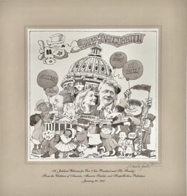 Maurice Sendak PRESIDENT CLINTON INAUGURATION Illustrated And Signed Poster, 1993 w/ COA