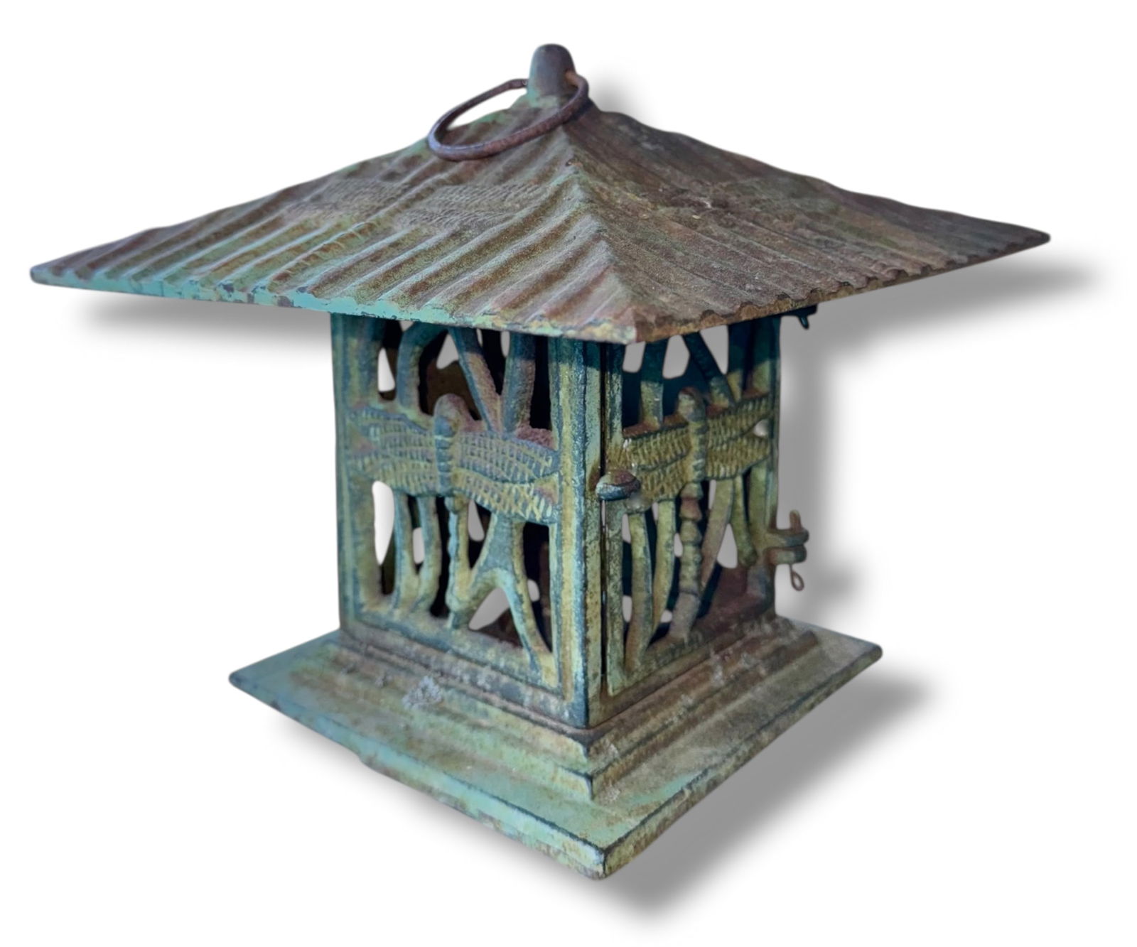 Vintage Cast Iron Dragonfly Pagoda Hanging Lantern (1 of 6)