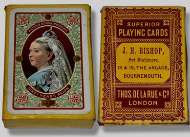 Queen Victoria Diamond Jubilee Playing  Cards W/ Box, 1897