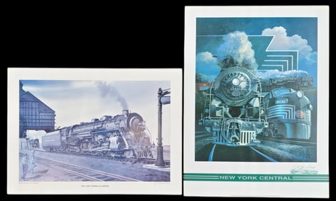LOCOMOTIVE ADVERTISEMENT POSTERS,  G. REID & J. WINFIELD, SIGNED (2)