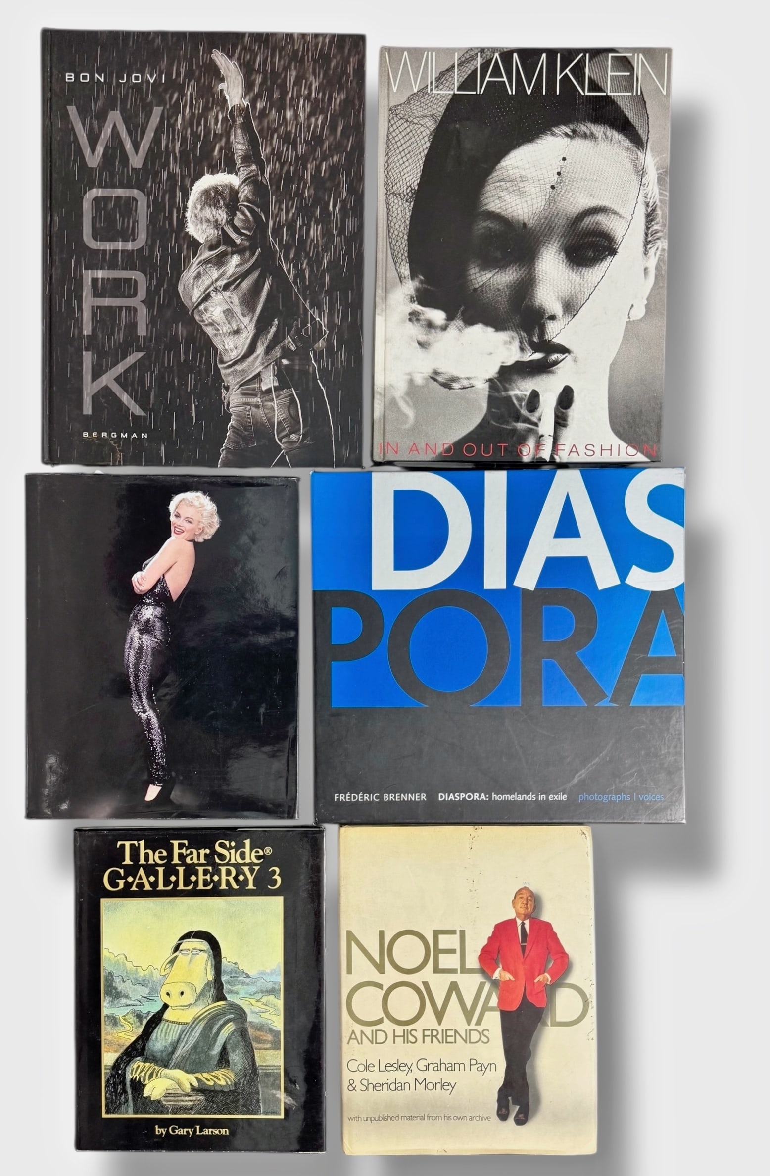 BON JOVI, NOEL COWARD, MARILYN MONROE & MORE: Estate Collection Of Books. ARTIST, MUSICIANS, PHOTOGRAPHERS and Marilyn Monroe. 1) Noel Coward And His Friends, hand-signed by Hilary Knight. 2) Bon Jovi WORK. 3) William Klein, In And Out Of Fashion