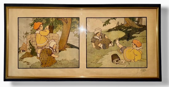 Arts And Crafts Era, Original JACK and JILL Nursery Rhyme, Mary Louise Spoor, 1917