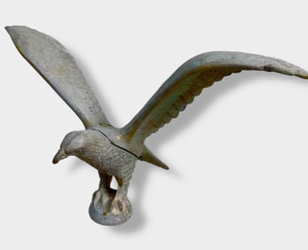 Large Vintage Spread Winged Eagle Street Lamp Finial Topper, 18"