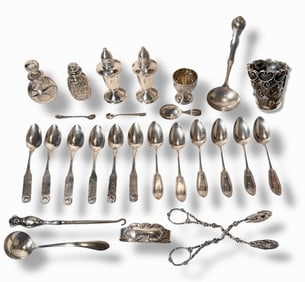 Antique American Coin Silver & Sterling Silver Flatware & More