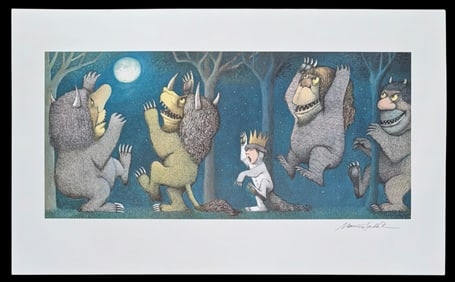 WILD THINGS "Howling At The Moon", Hand-Signed And Illustrated By Maurice Sendak