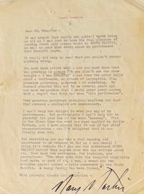 Mary Martin Hand-Signed Letter To Theater Critic, Louis Sheaffer, 1953