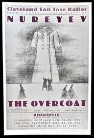 NUREYEV THE OVERCOAT, Promotional Poster Cleveland San Jose Ballet, 1990