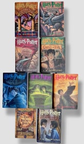 Complete Set of 7 Harry Potter Books, American First Editions w/ Additions