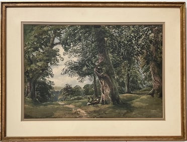 19th Century British School Forest Landscape Painting, Emily Nicholson, 1856