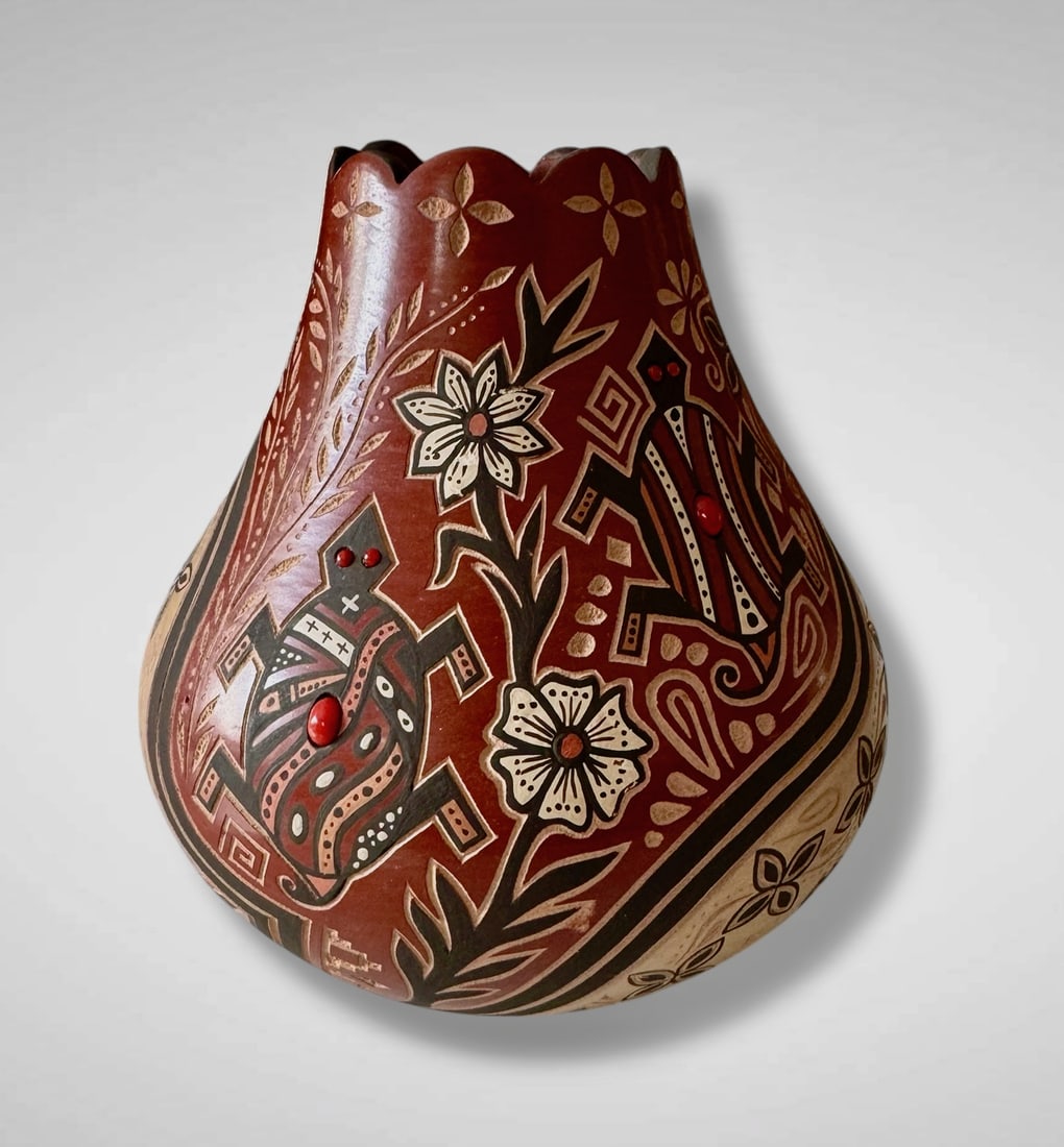Glendora Fragua, Jemez, Pueblo, Redware Pottery Vase, Signed (1 of 6)