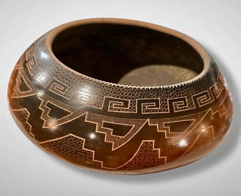 Polly Rose Folwell, Santa Clara Pueblo Indian Pottery Bowl, Signed