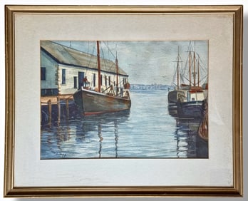 Otis J.Tripp (American, 1905-1976) "Boats at Rest", New England