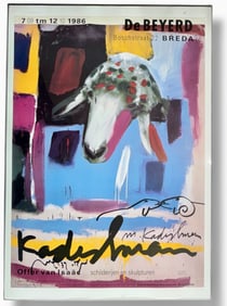 MENASHE KADDISHMAN De Beyard Breda, Signed Poster w/ Drawing 1986