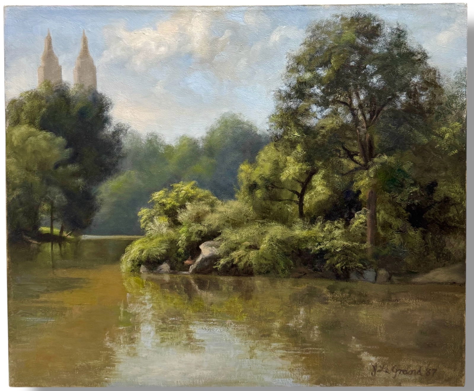 John LeGrand (American. 1921-2005)  Central Park Landscape Painting, N.Y.C. (1 of 4)