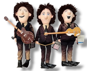THE BEATLES FOREVER Plush Dolls w/ Instruments, Applause 1987